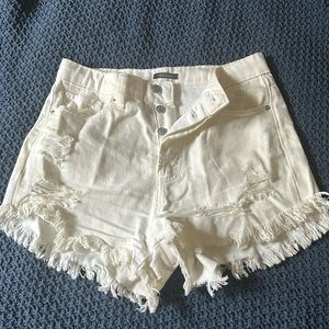 High Waisted Ripped Jean Shorts